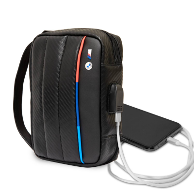 CG MOBILE BMW Carbon PU Hand Bag With Contrasted Tricolor Line Protective Bag Universal